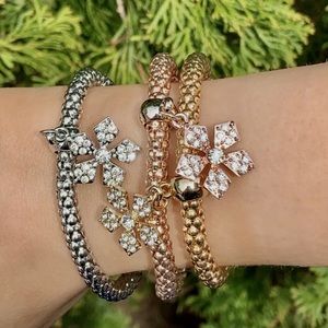 3 colors stretchable bracelets bangles flowers